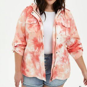 Torrid Pink Tie Dye Twill Anorak 4x NWT